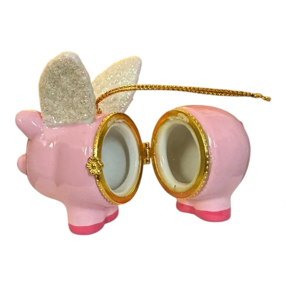 Flying Pig Ornament Large 4” Porcelain NEW